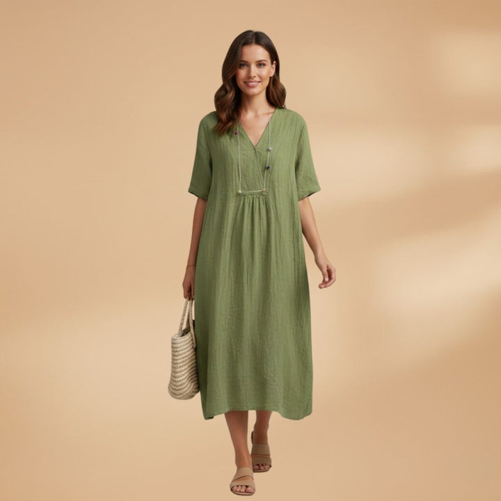 Dulce | Vestido Midi de Verão Mulher Decote V
