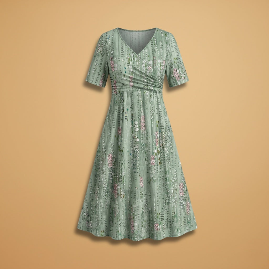 Manuela | Vestido Midi de Verão Mulher Estampado Transpassado