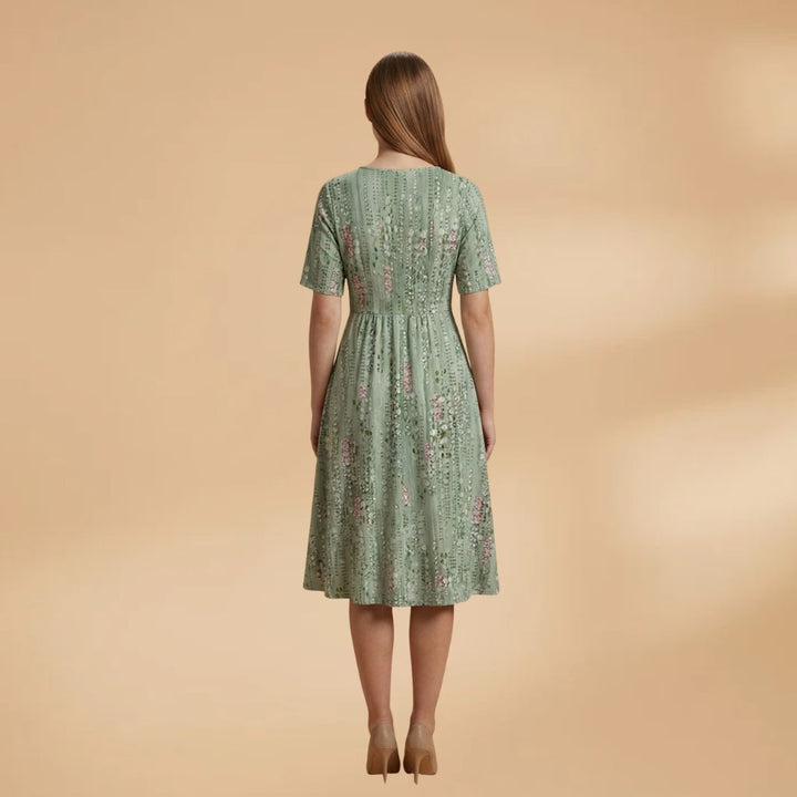 Manuela | Vestido Midi de Verão Mulher Estampado Transpassado