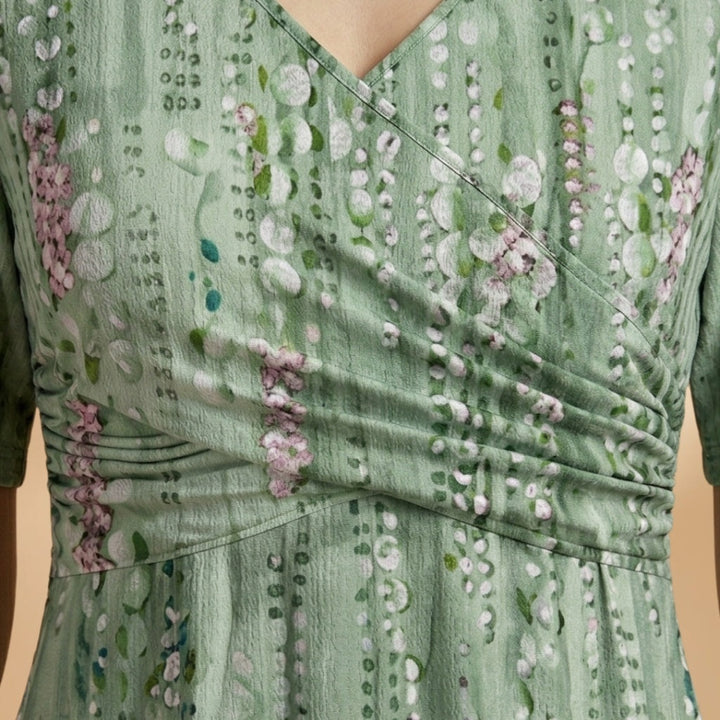 Manuela | Vestido Midi de Verão Mulher Estampado Transpassado