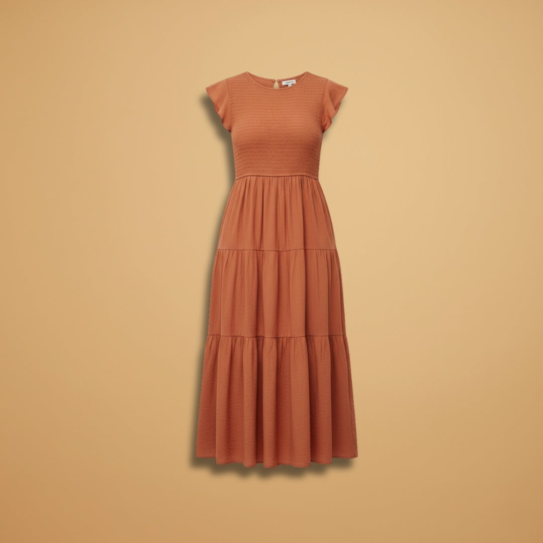 Francisca | Vestido Midi de Verão Mulher Manga Borboleta