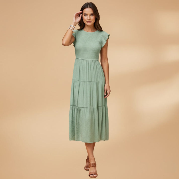 Francisca | Vestido Midi de Verão Mulher Manga Borboleta