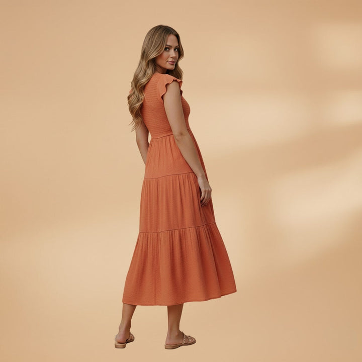 Francisca | Vestido Midi de Verão Mulher Manga Borboleta