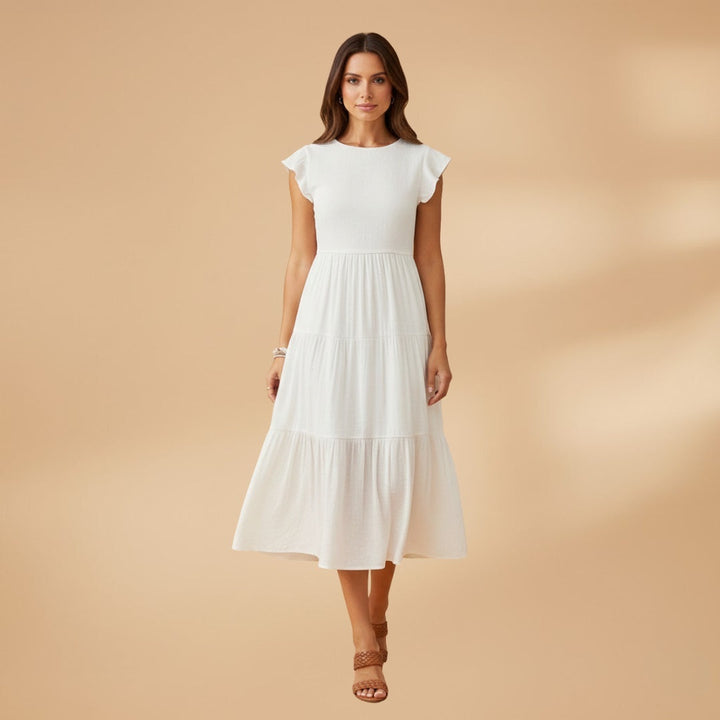 Francisca | Vestido Midi de Verão Mulher Manga Borboleta