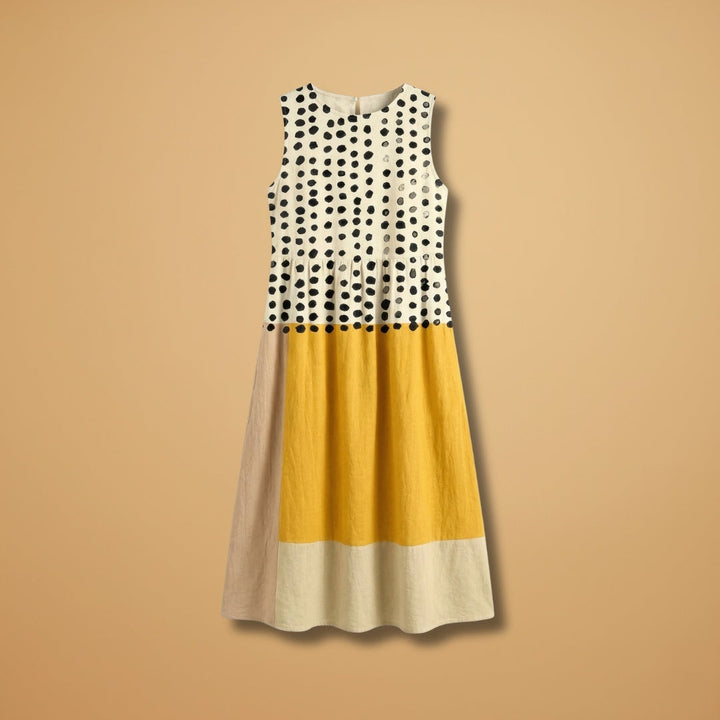 Elisabete | Vestido Midi de Verão Mulher Sem Mangas Estampado