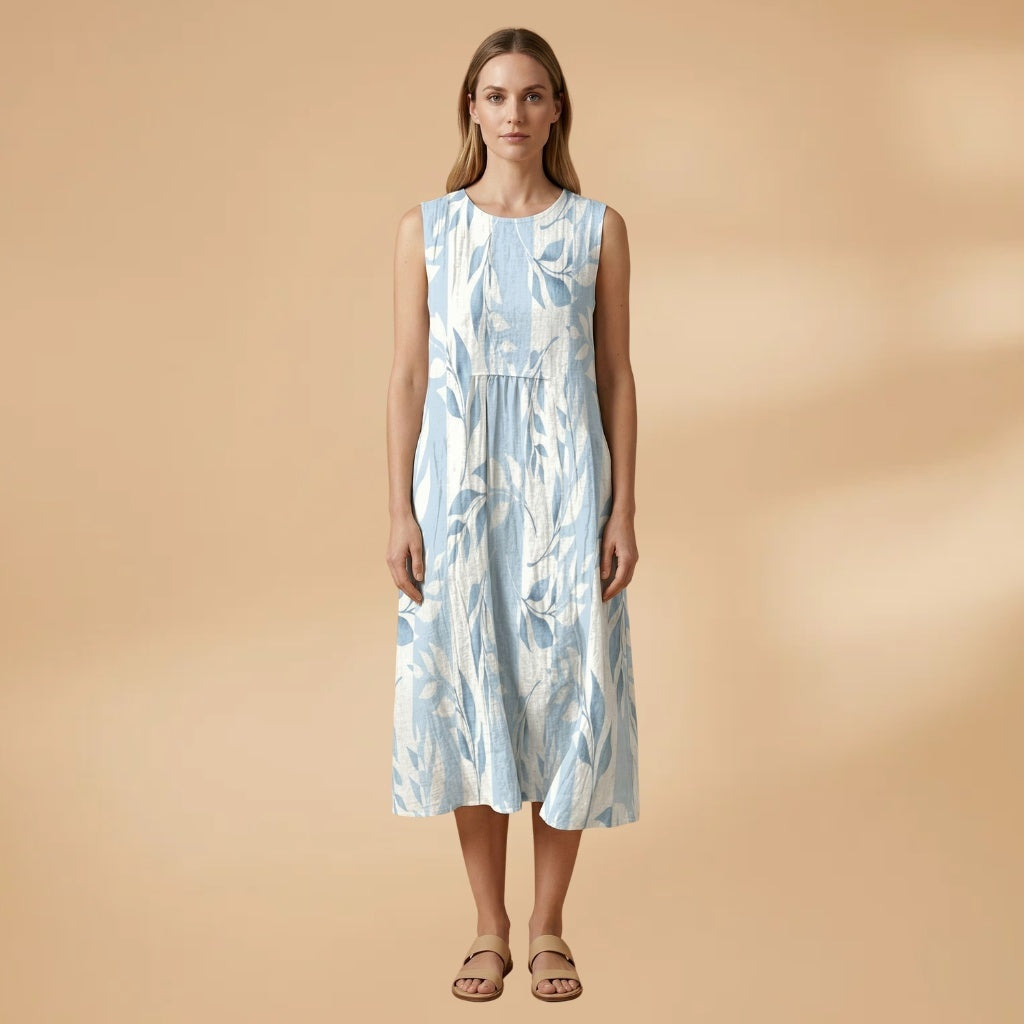 Diana | Vestido Midi de Verão Mulher Sem Mangas Estampado