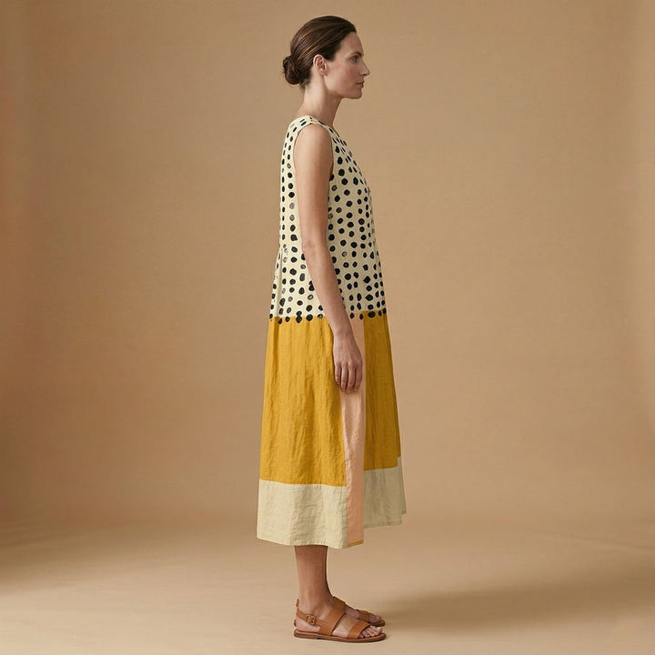 Elisabete | Vestido Midi de Verão Mulher Sem Mangas Estampado