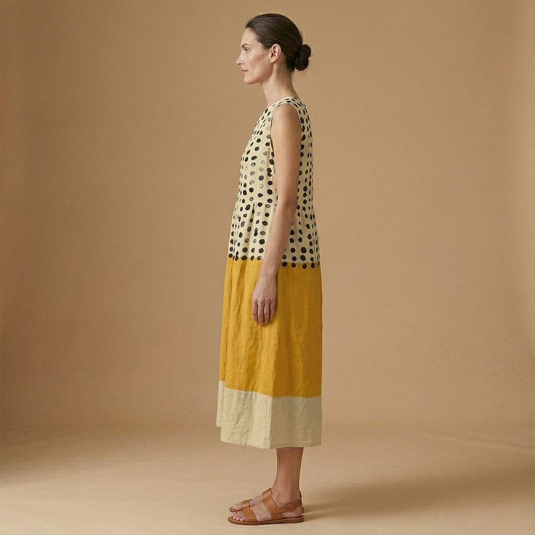 Elisabete | Vestido Midi de Verão Mulher Sem Mangas Estampado