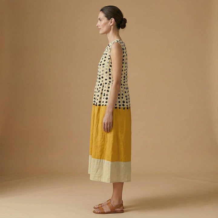 Elisabete | Vestido Midi de Verão Mulher Sem Mangas Estampado
