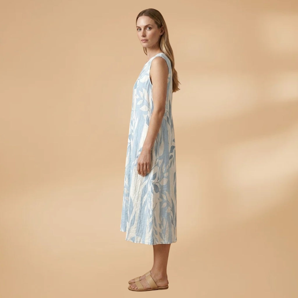 Diana | Vestido Midi de Verão Mulher Sem Mangas Estampado