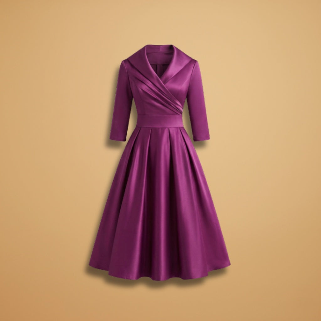 Núria | Vestido Midi Decote Cruzado Mulher Manga 3/4