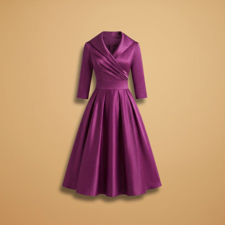 Núria | Vestido Midi Decote Cruzado Mulher Manga 3/4