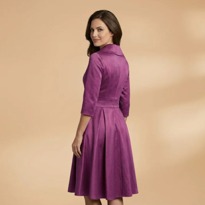 Núria | Vestido Midi Decote Cruzado Mulher Manga 3/4