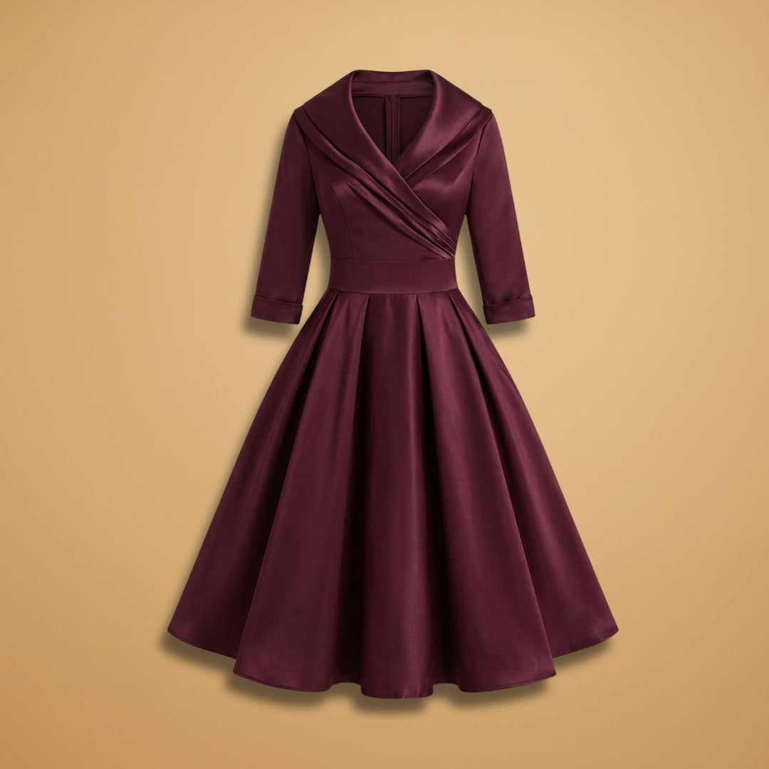 Liliana | Vestido Midi Decote Cruzado Mulher Manga Comprida
