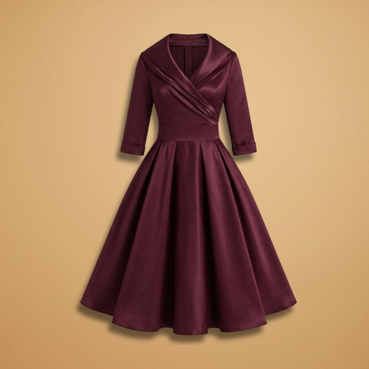Liliana | Vestido Midi Decote Cruzado Mulher Manga Comprida