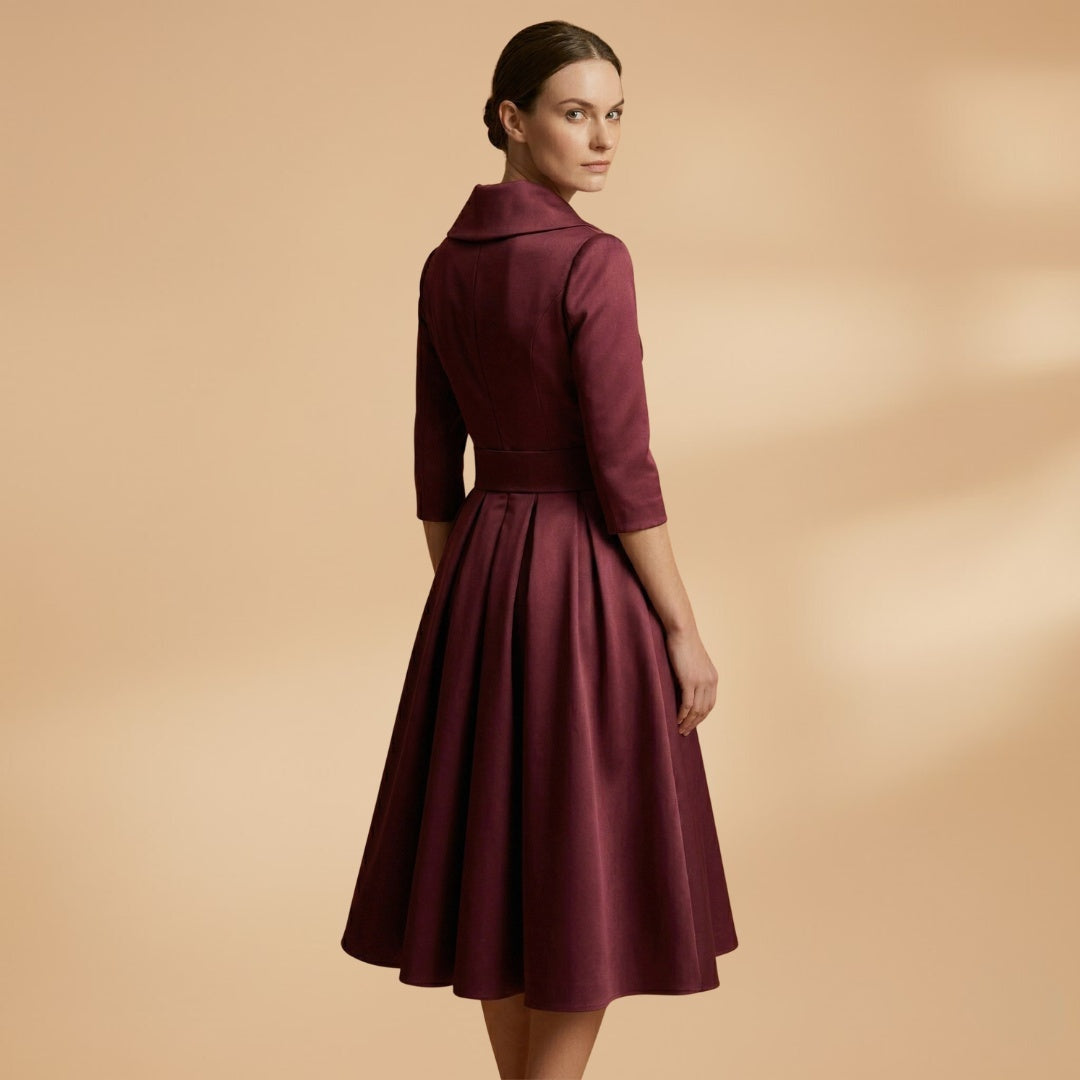 Liliana | Vestido Midi Decote Cruzado Mulher Manga Comprida