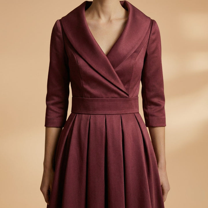 Liliana | Vestido Midi Decote Cruzado Mulher Manga Comprida