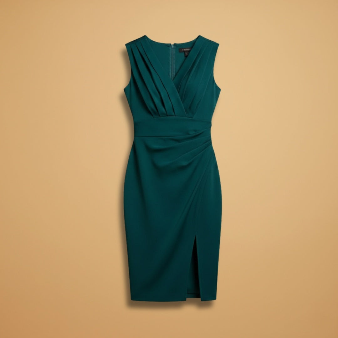 Diana | Vestido Midi Decote V Mulher Fenda Lateral