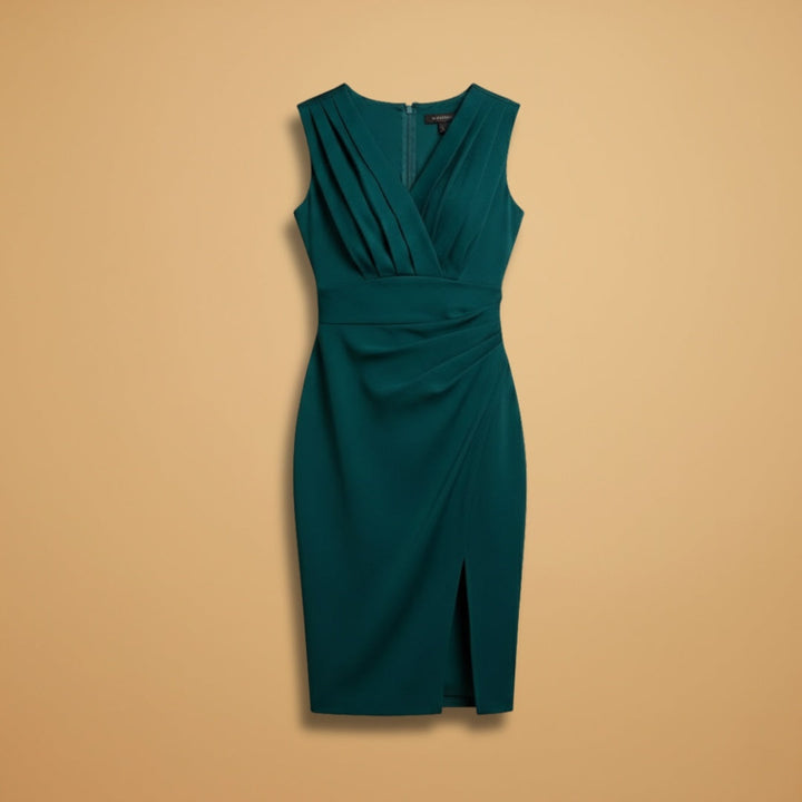 Diana | Vestido Midi Decote V Mulher Fenda Lateral