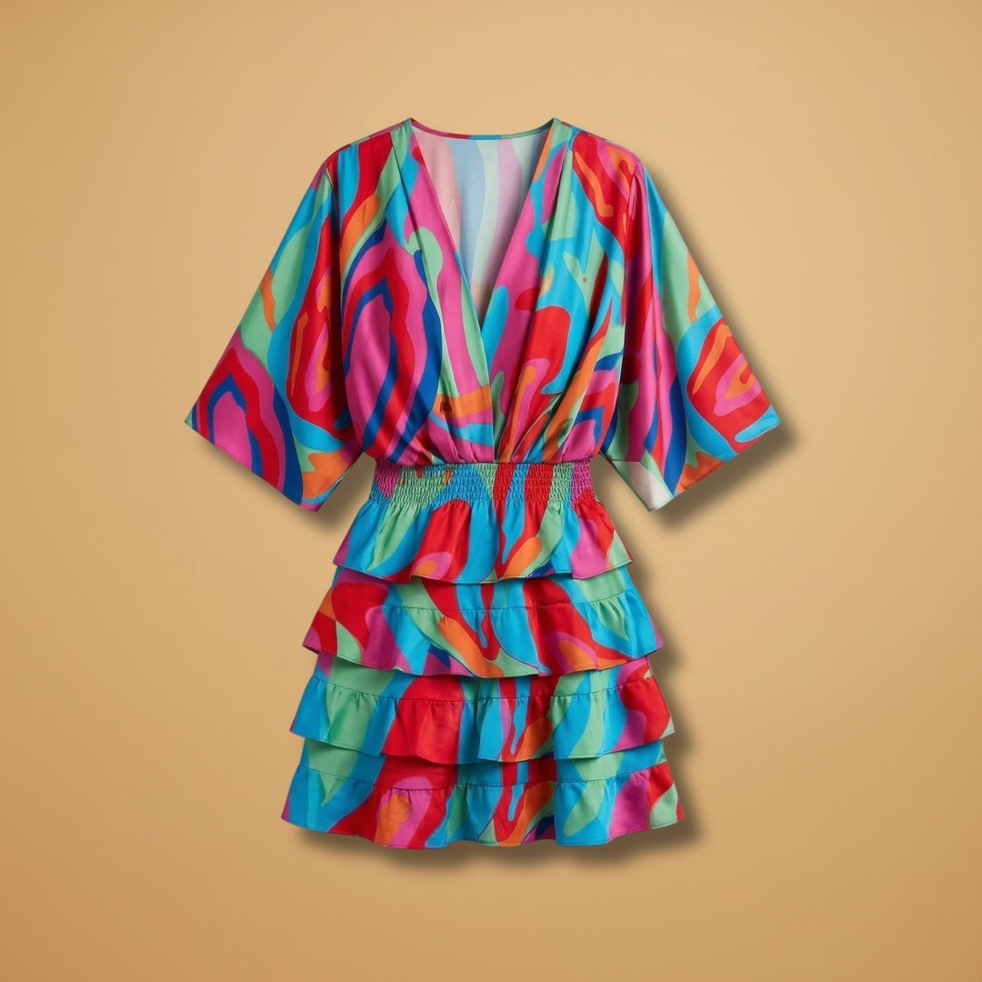 Dulce | Vestido Midi Decote V Mulher Folhos