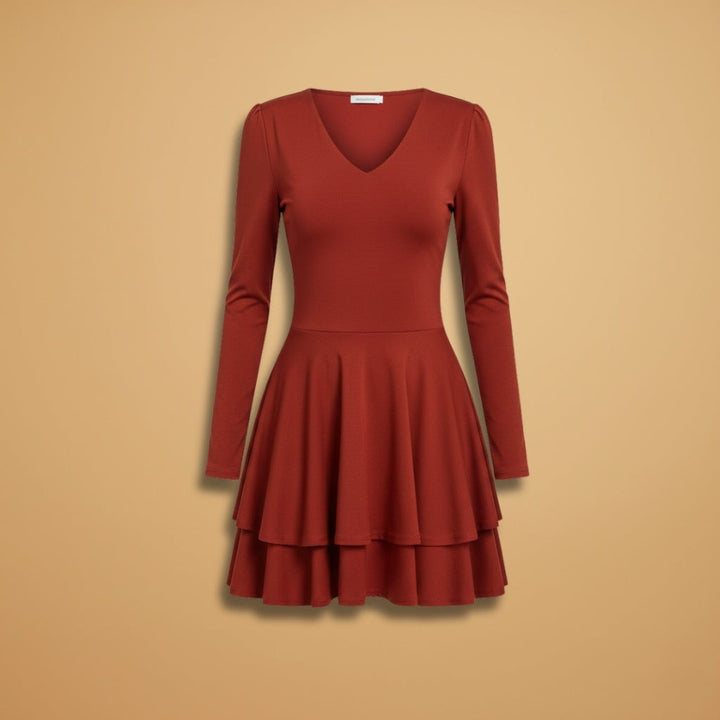 Sílvia | Vestido Midi Decote V Mulher Folhos