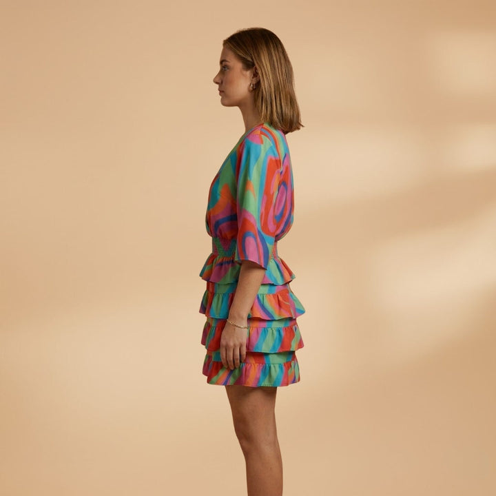 Dulce | Vestido Midi Decote V Mulher Folhos