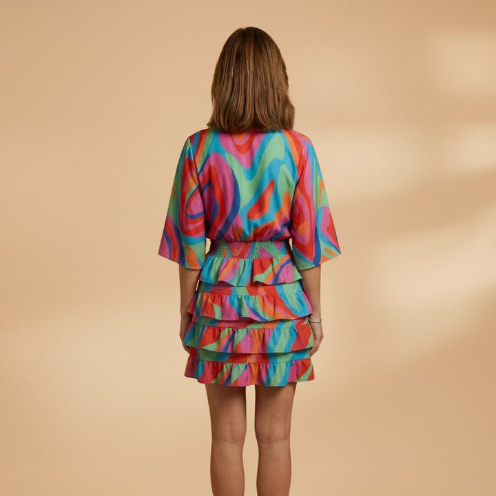 Dulce | Vestido Midi Decote V Mulher Folhos