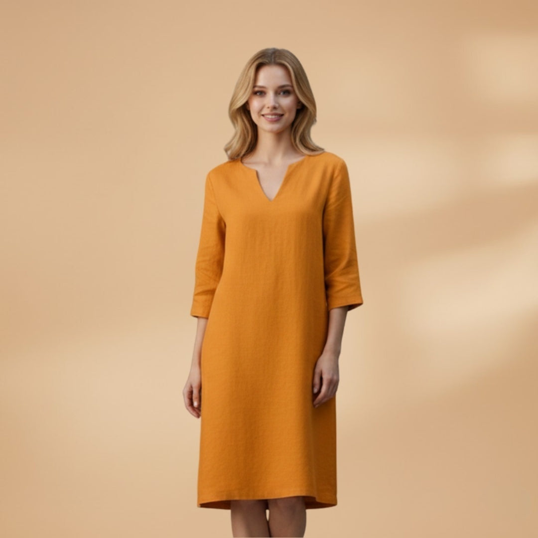 Mariana | Vestido Midi Decote V Mulher Manga 3/4