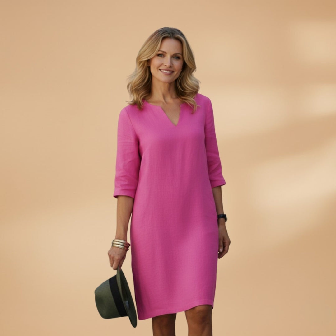 Mariana | Vestido Midi Decote V Mulher Manga 3/4