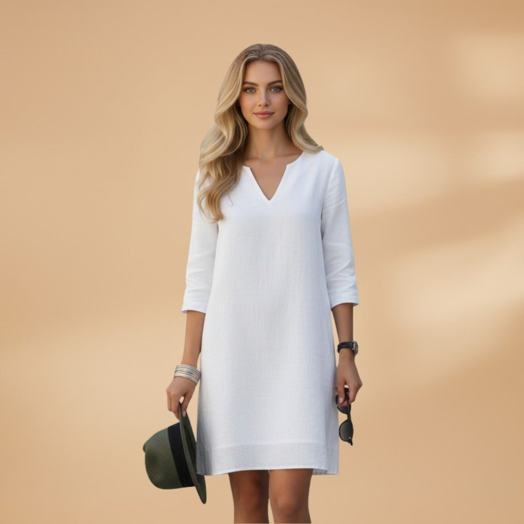 Mariana | Vestido Midi Decote V Mulher Manga 3/4