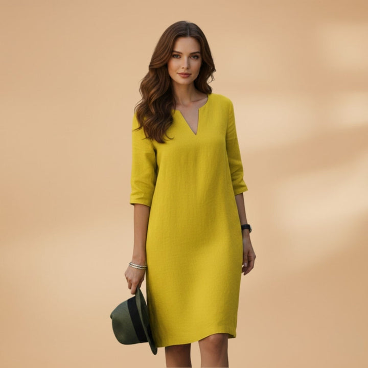 Mariana | Vestido Midi Decote V Mulher Manga 3/4