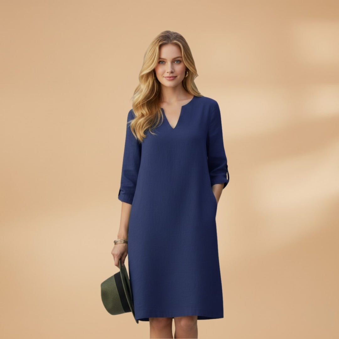 Mariana | Vestido Midi Decote V Mulher Manga 3/4