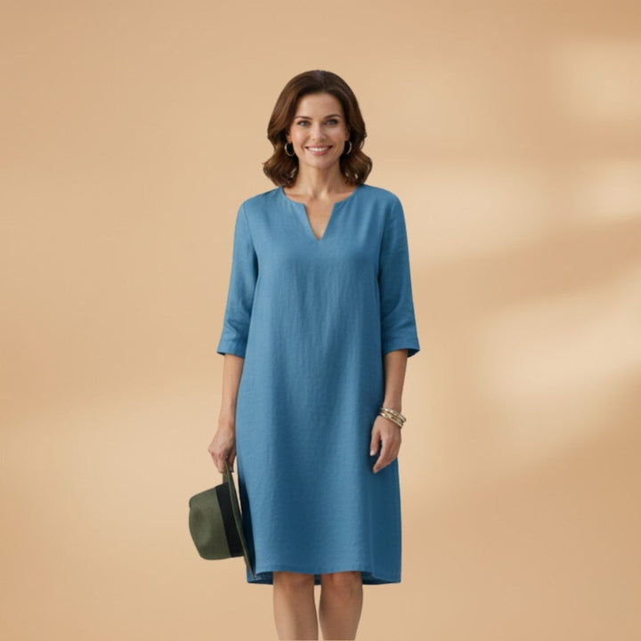 Mariana | Vestido Midi Decote V Mulher Manga 3/4