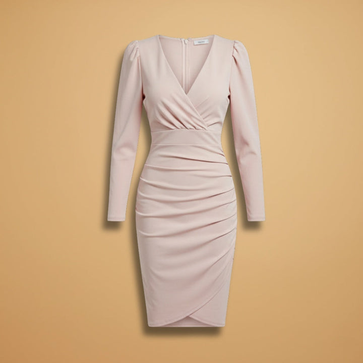 Elsa | Vestido Midi Decote V Mulher Manga Comprida