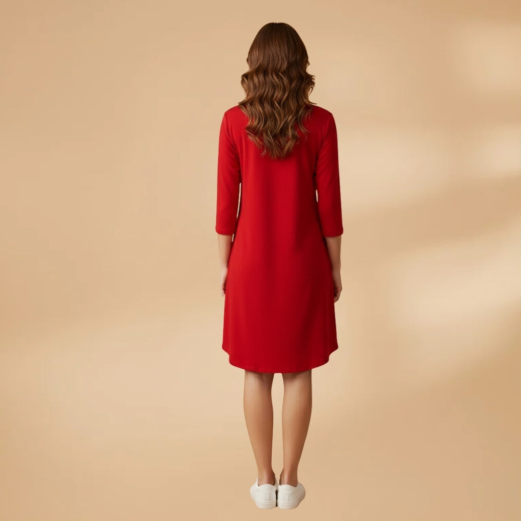 Helena | Vestido Midi Decote V Mulher Manga Comprida