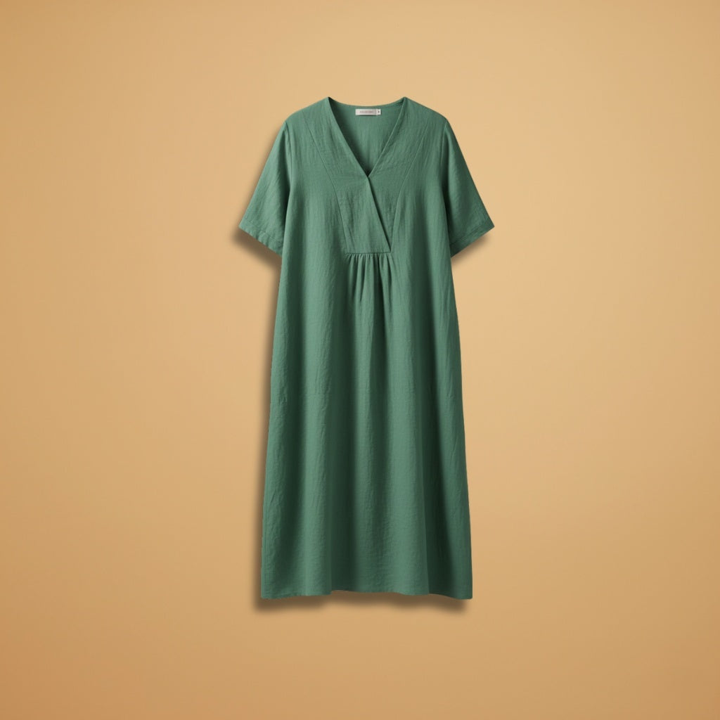 Violeta | Vestido Midi Decote V Mulher Manga Curta