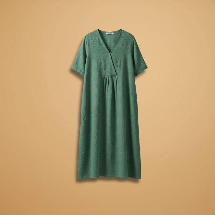 Violeta | Vestido Midi Decote V Mulher Manga Curta