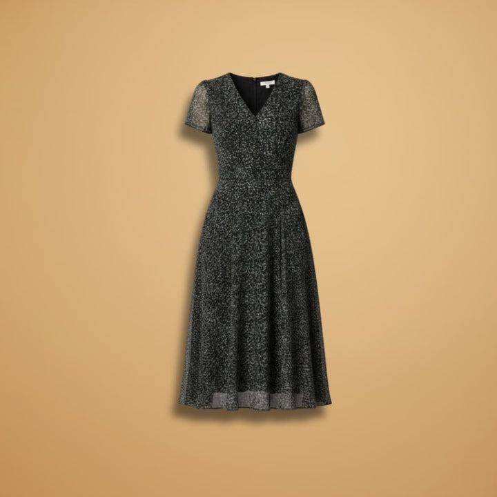 Fernanda | Vestido Midi Decote V Mulher Manga Curta