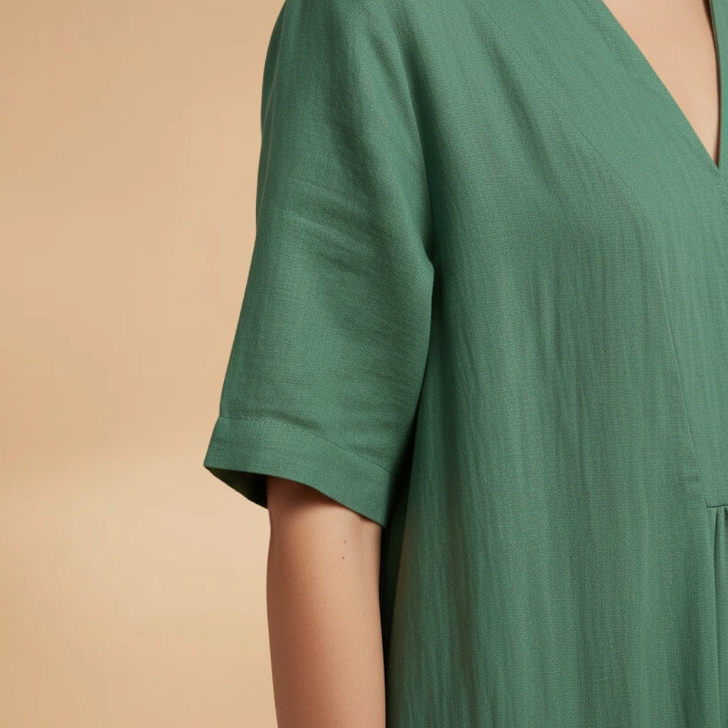 Violeta | Vestido Midi Decote V Mulher Manga Curta