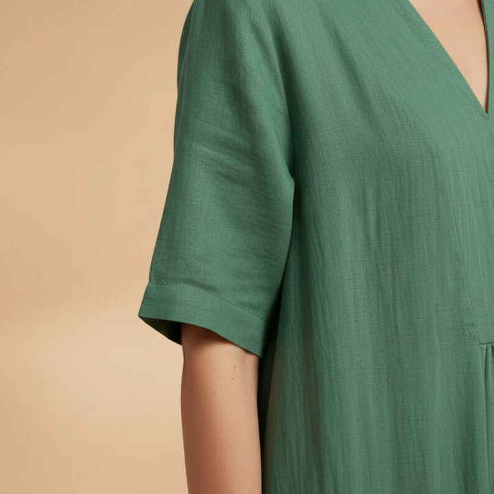 Violeta | Vestido Midi Decote V Mulher Manga Curta