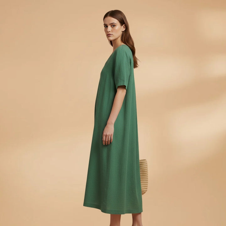Violeta | Vestido Midi Decote V Mulher Manga Curta