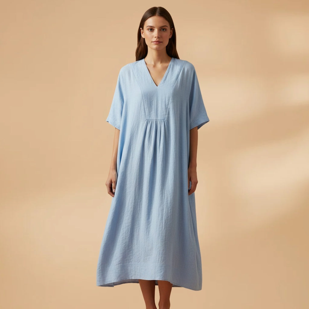 Violeta | Vestido Midi Decote V Mulher Manga Curta