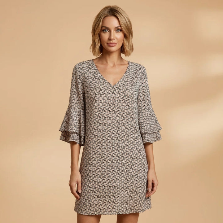 Lara | Vestido Midi Decote V Mulher Mangas Folho