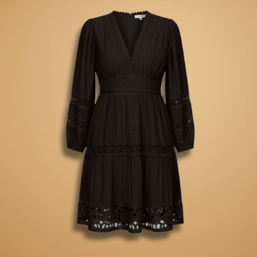 Sandra | Vestido Midi Decote V Mulher Renda