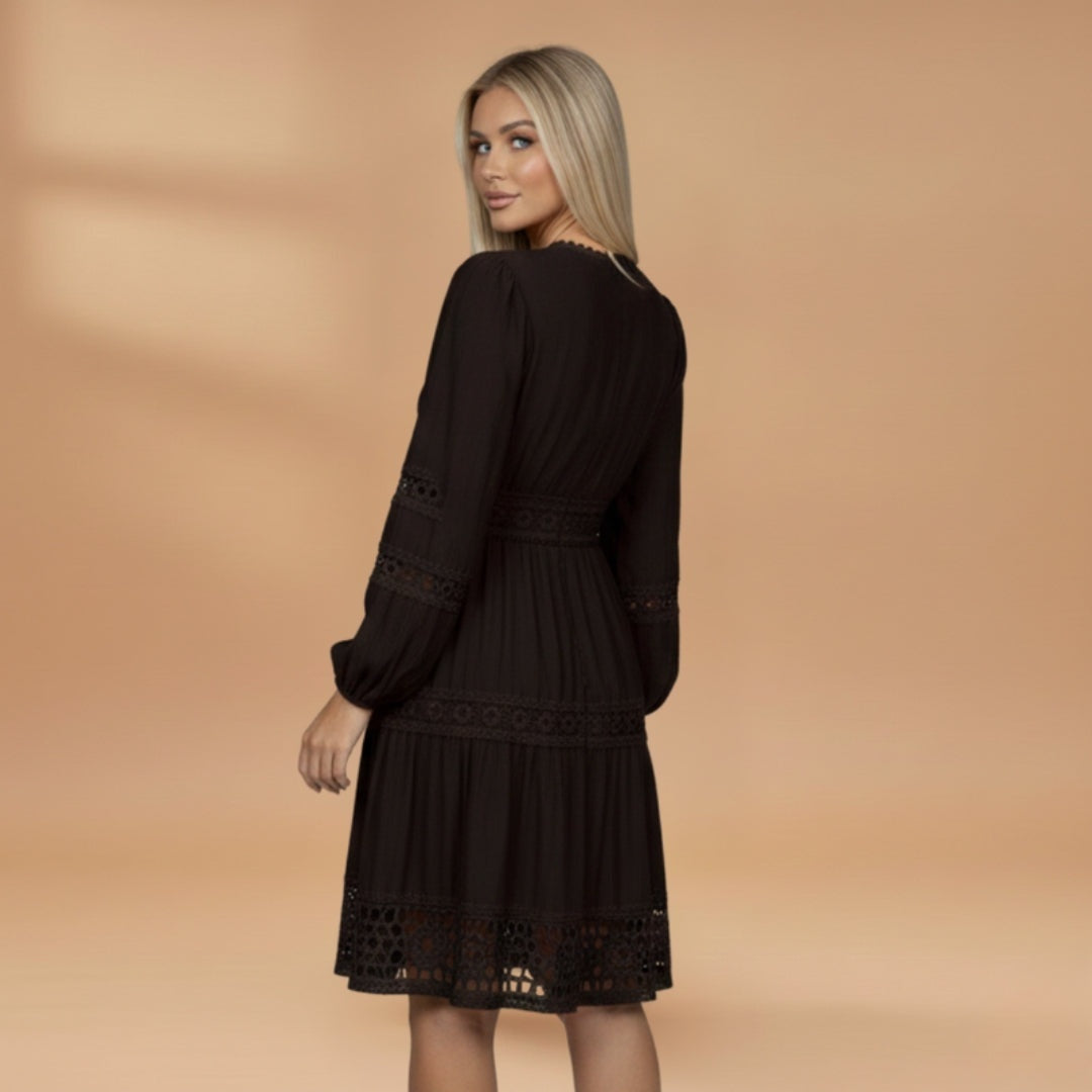 Sandra | Vestido Midi Decote V Mulher Renda