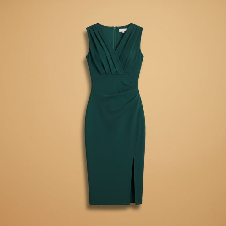 Marta | Vestido Midi Decote V Mulher Sem Mangas