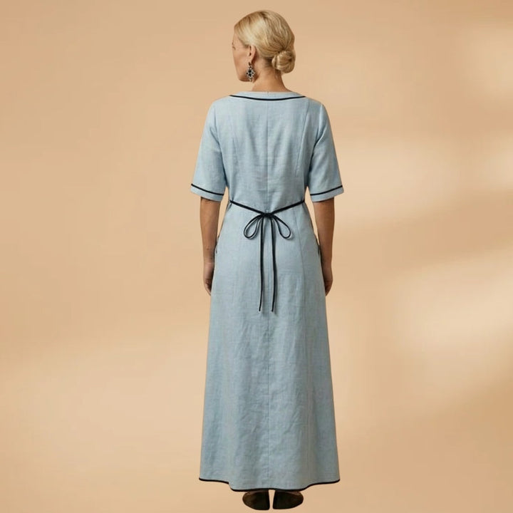 Sofia | Vestido Midi Drapeado Mulher Decote V