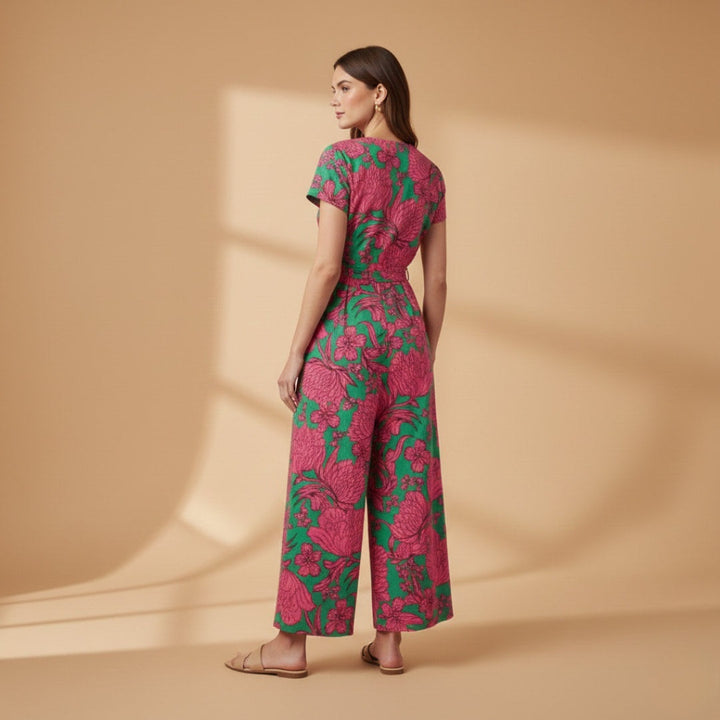 Violeta | Vestido Midi Envolvente de Verão Mulher Estampado