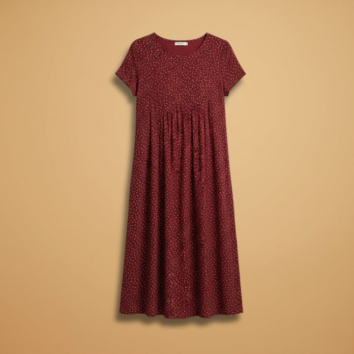 Inês | Vestido Midi Estampado de Verão Mulher Manga Curta
