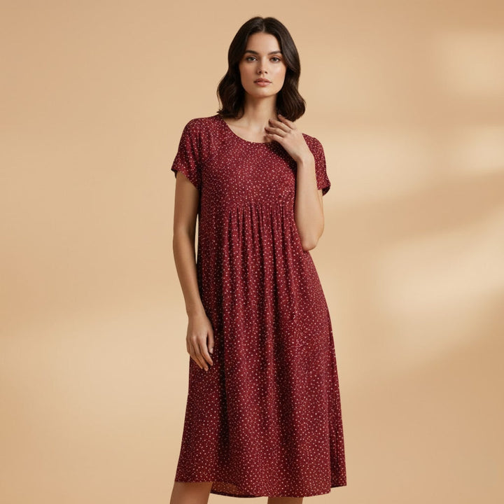 Inês | Vestido Midi Estampado de Verão Mulher Manga Curta